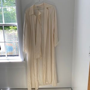 Malizia by LA PERLA sheer long robe with sash, 100% silk in cream color